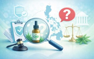 Educational illustration showing legal and regulatory considerations for CBD oil in the Philippines