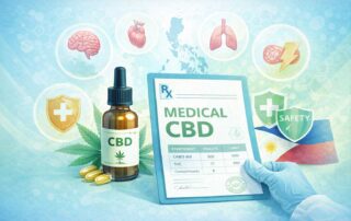 Educational illustration showing medical CBD use in the Philippines with safety and regulatory context